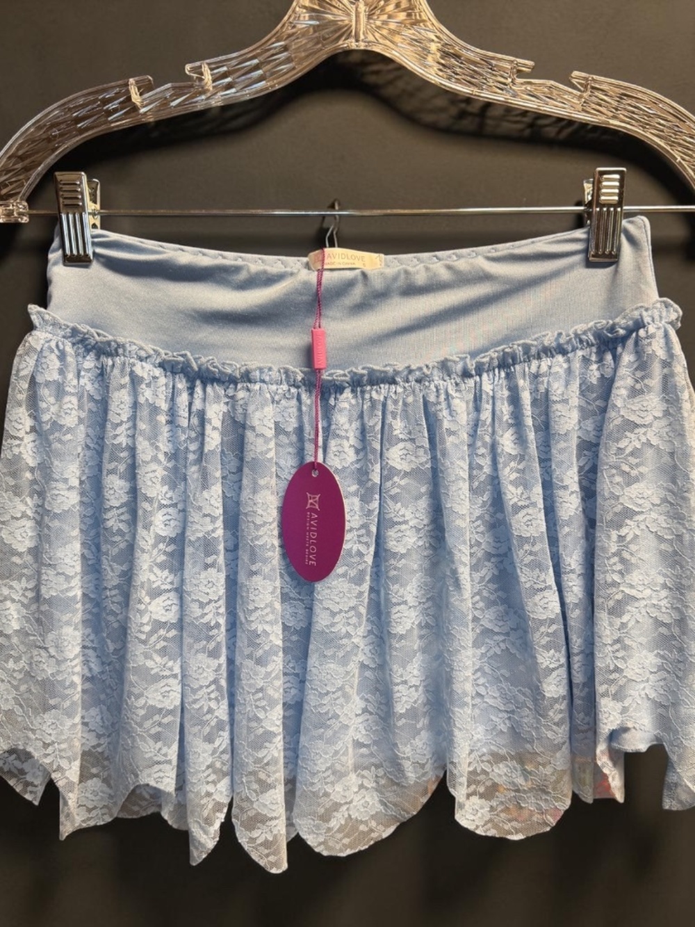 NWT Avidlove Baby Blue Lace Mini Skirt Y2K Fairycore Coquette S